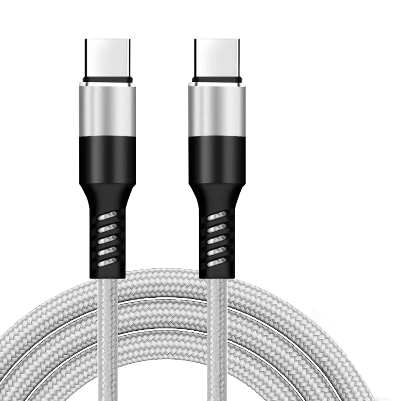 Power Delivery USB-C to C Fast Charging & Sync Nylon- Braided 10 FT Cable in Silver - DC35-PDTYPEC10FTSL